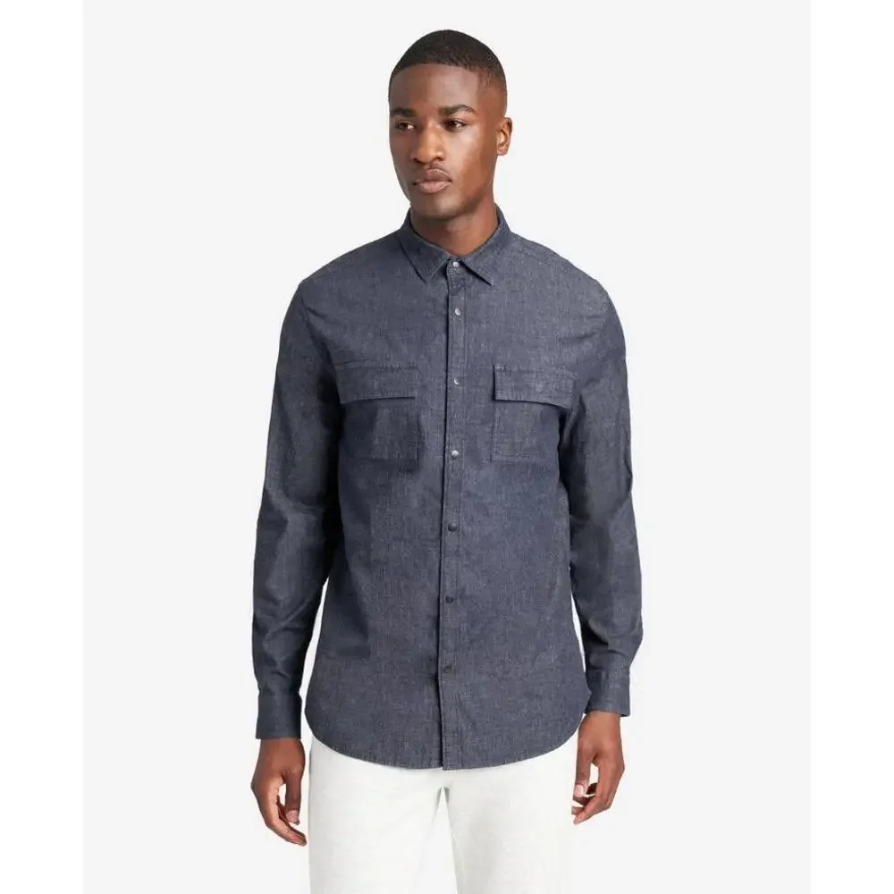 Kenneth Cole Slim-Fit Organic Stretch Denim Shirt‎ Sz M - Picture 4 of 14